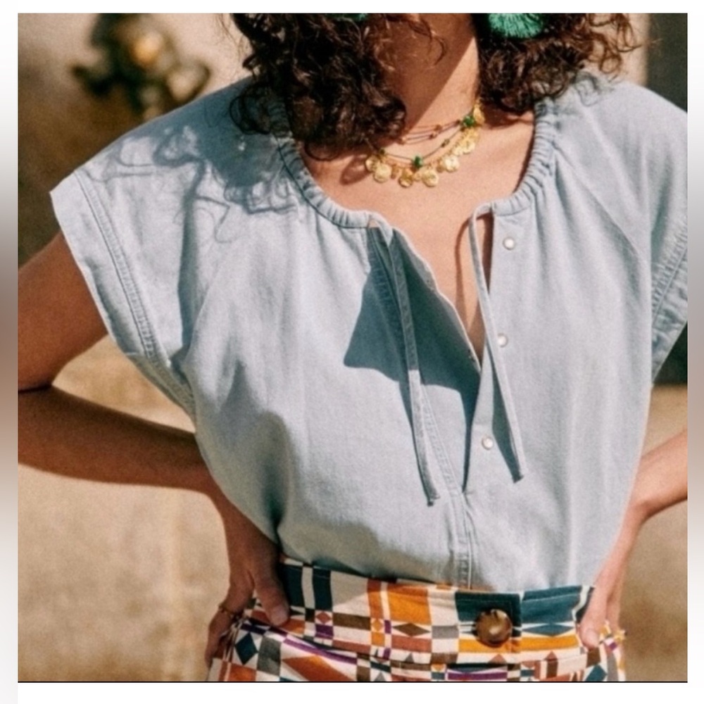 Sézane | Titia Blouse | US4 French 36 Light Blue Women's Top